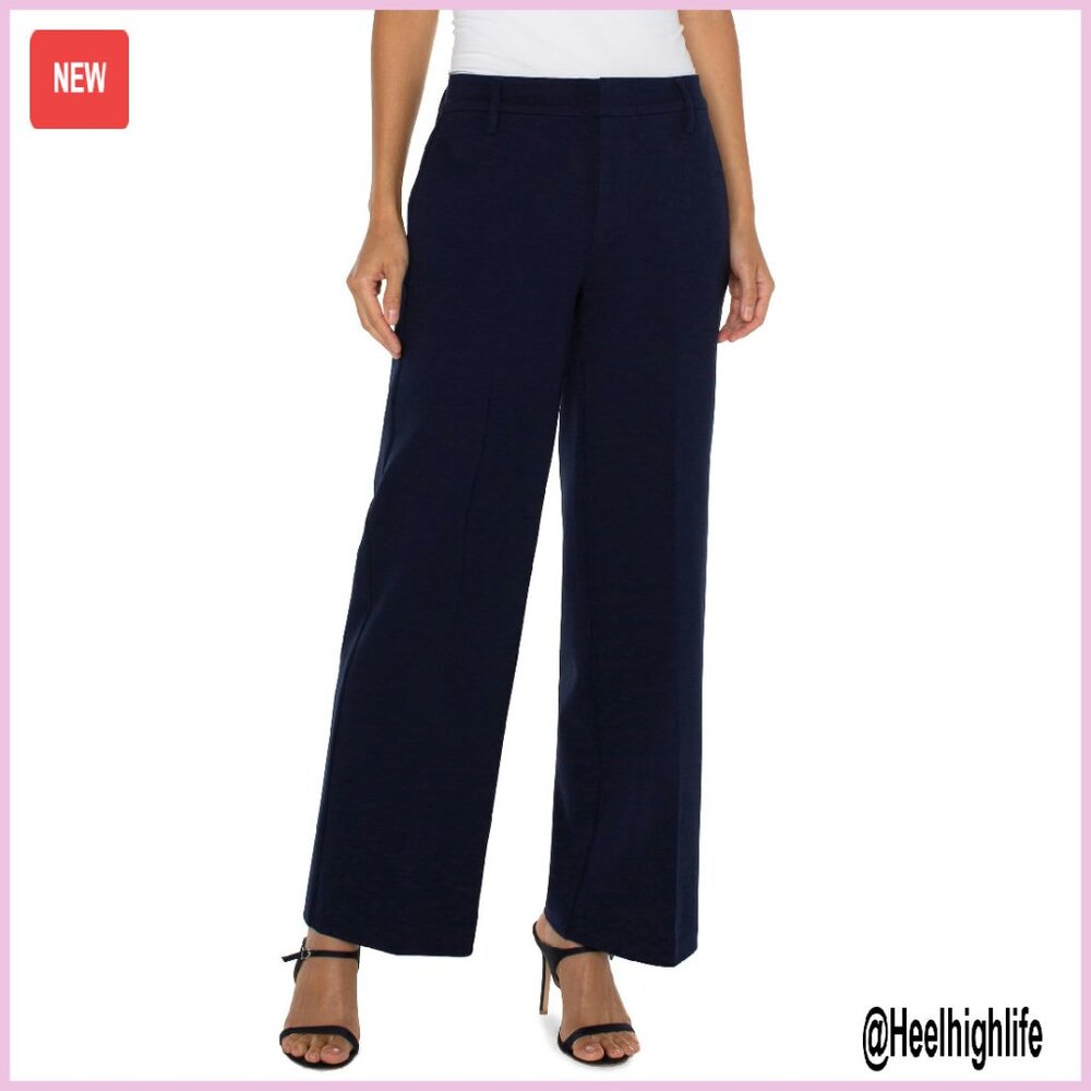 Wide Leg Ponte Pant Work Pants With Pockets Stretch Fabric